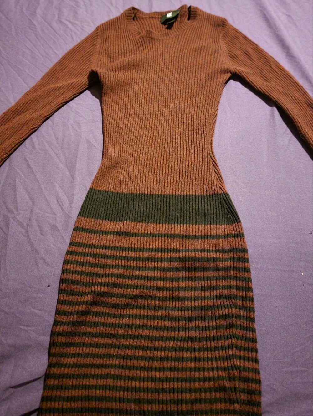 Iz Byer XS Striped Bodycon Ribbed Sweater Dress In Maroon and Black